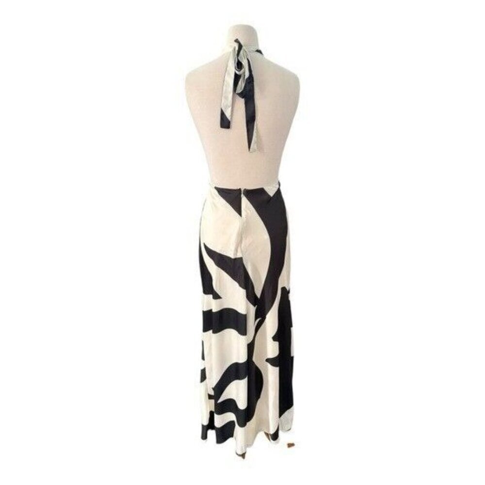 ANTHROPOLOGIE Bardot Citron Halter Midi Dress Black Ivory NEW - Picture 5 of 9